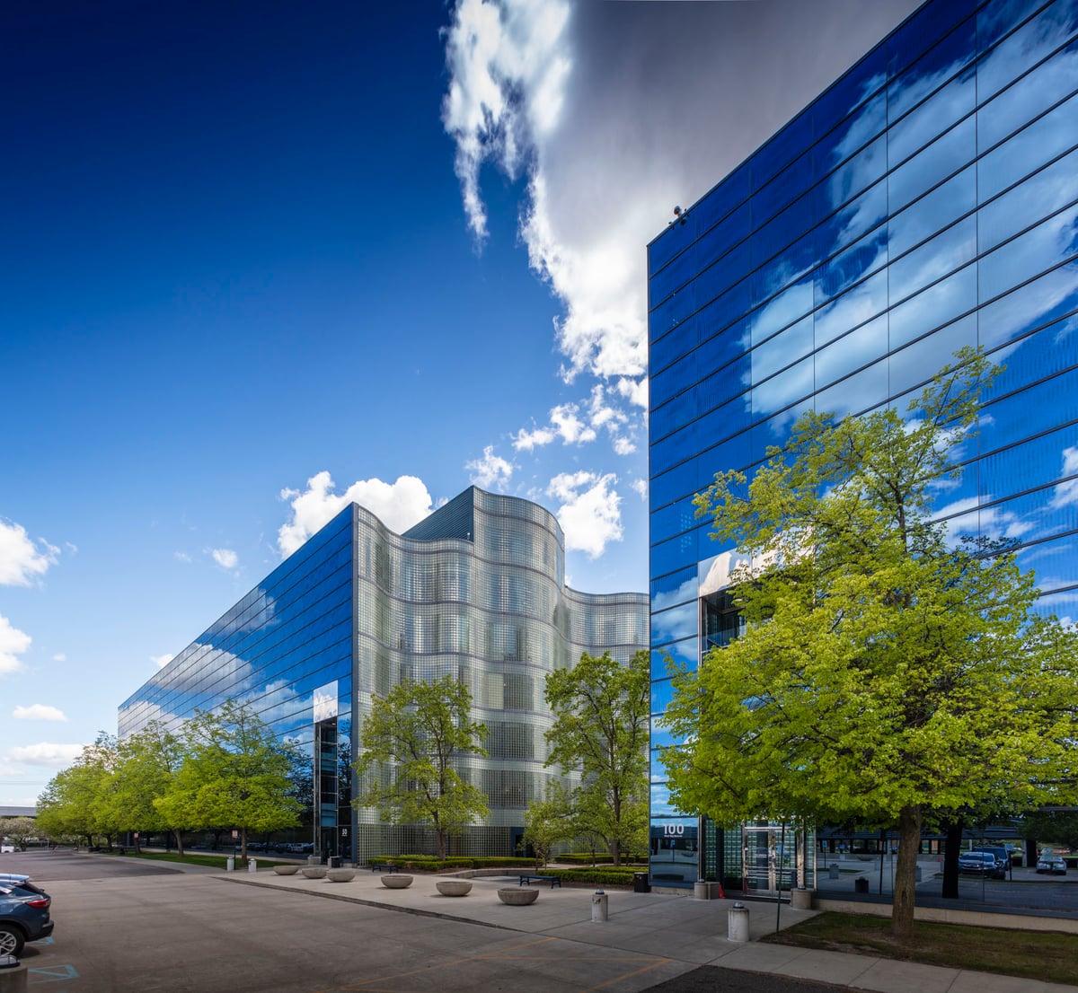 Liberty Center — both buildings from the parking lot